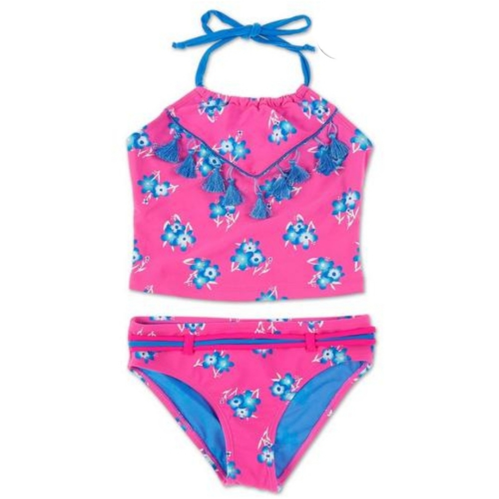 YMI fushia tassel halter top bikini 14 NWT